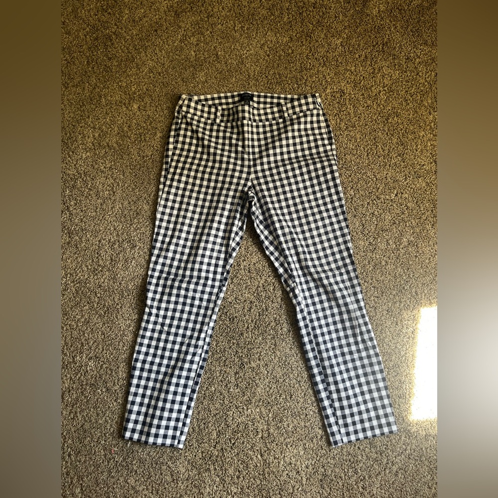J. Crew (Factory) Blue and White Gingham Ankle Pants